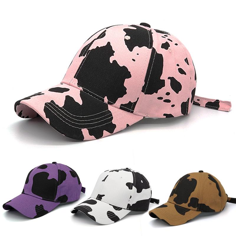 

Ball Caps Fashion Cow Print Baseball Cap Women Men Snapback Dad Hats For Trucker Hip Hop Gorras Vintage Male HatBall, White