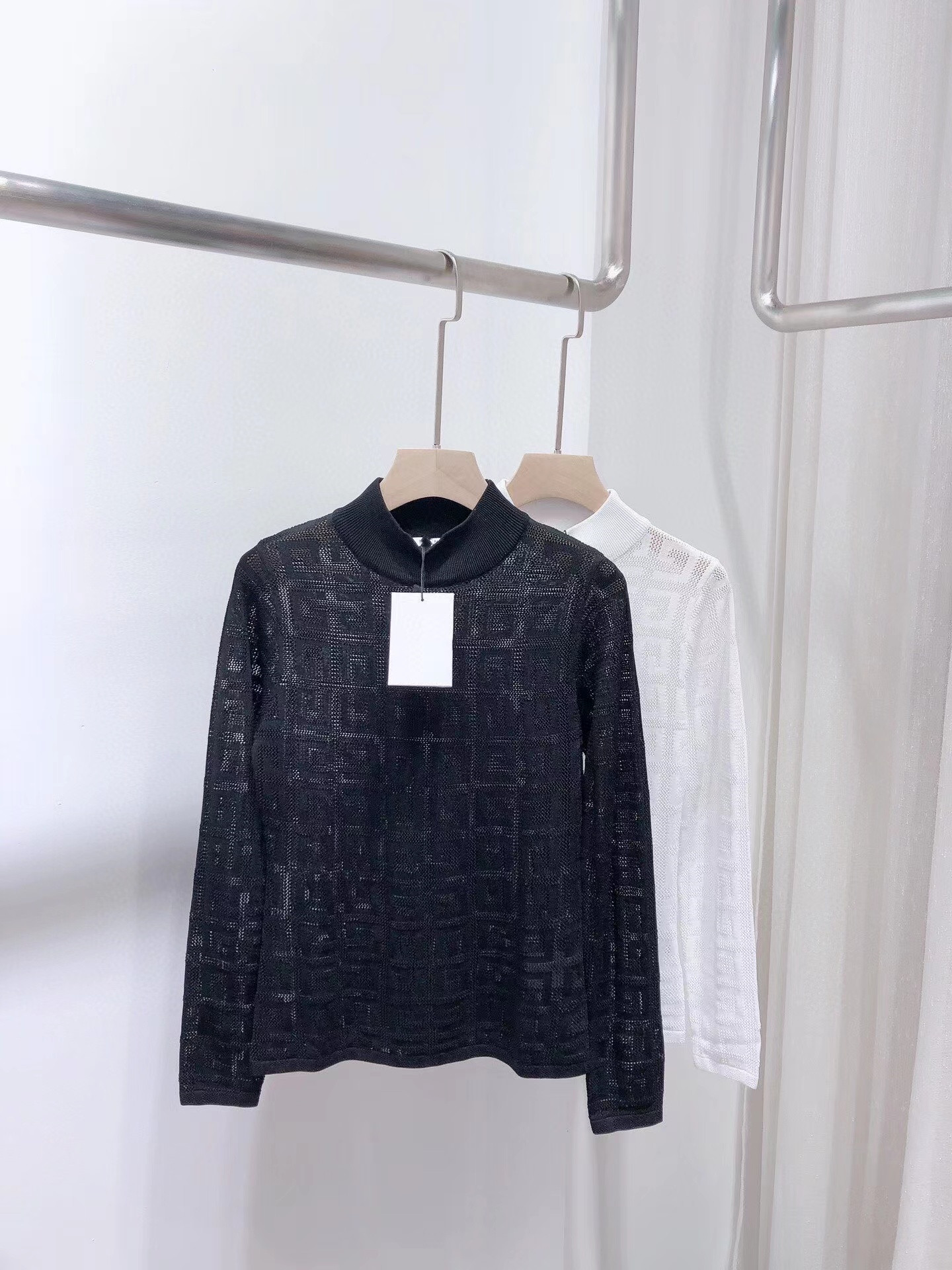 

2022 Spring Summer Milan Runway Sweater Stand Collar Women' Sweaters High End Jacquard Pullover Women Designer Sweater 0420-1, Black