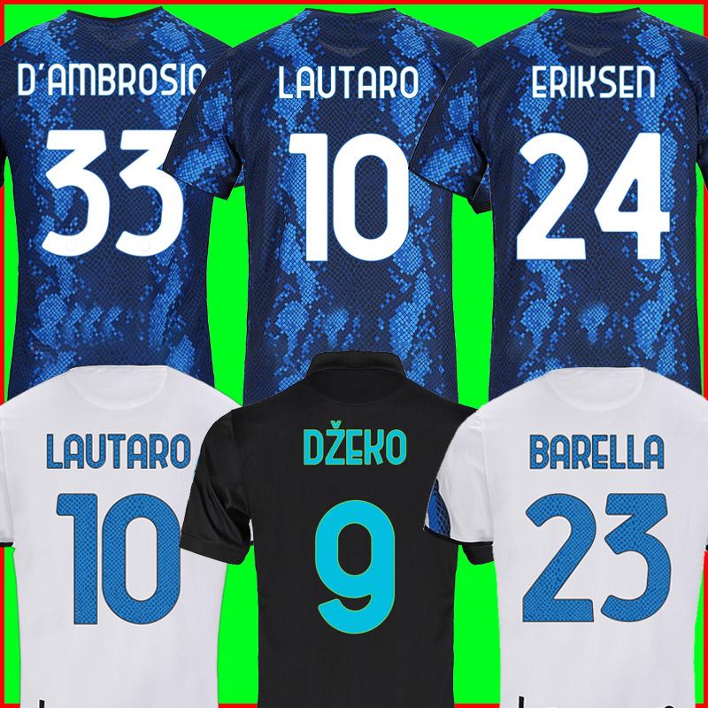 

TOP soccer jerseys 21 22 BARELLA VIDAL LAUTARO INTERS ERIKSEN ALEXIS DZEKO CORREA AWAY THIRD MILAN UNIFORMS football shirt 2021 2022 men + kids kit 3rd, 21/22 men away + patch2