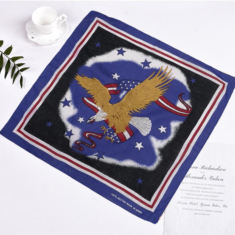 

Scarves 2022 USA American Flag Eagle 100% Cotton Bandana Square Scarf Black Red Paisley Headband Printed For Women/Men/Boys/Girls