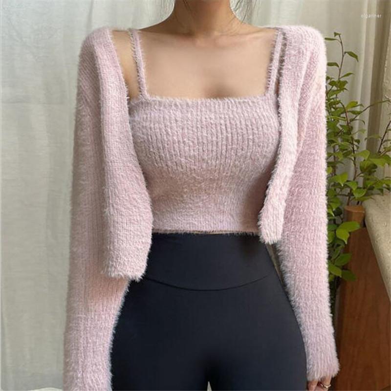 

Women's Knits & Tees Women Korea Spring Long Sleeve Cropped Knitted Sweater And Vest Set Sueters De Mujer Vetement Femme 2022Women's Olga22, Black