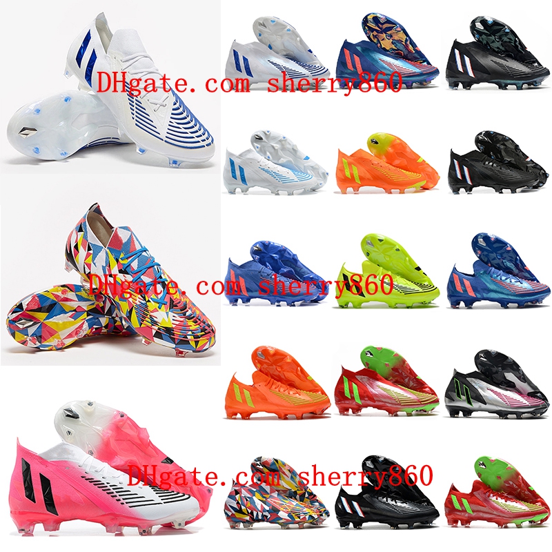 

2022 Soccer Shoes Newest Predator Edge Geometric high ankel FG EDGE.1 LOW Black White Cleats Outdoor Football Boots, As picture 4