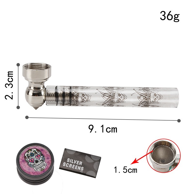 

Classic Metal Smoking Pipes with Grinder Accessories Herb Mini Tube Tool Metal Pip