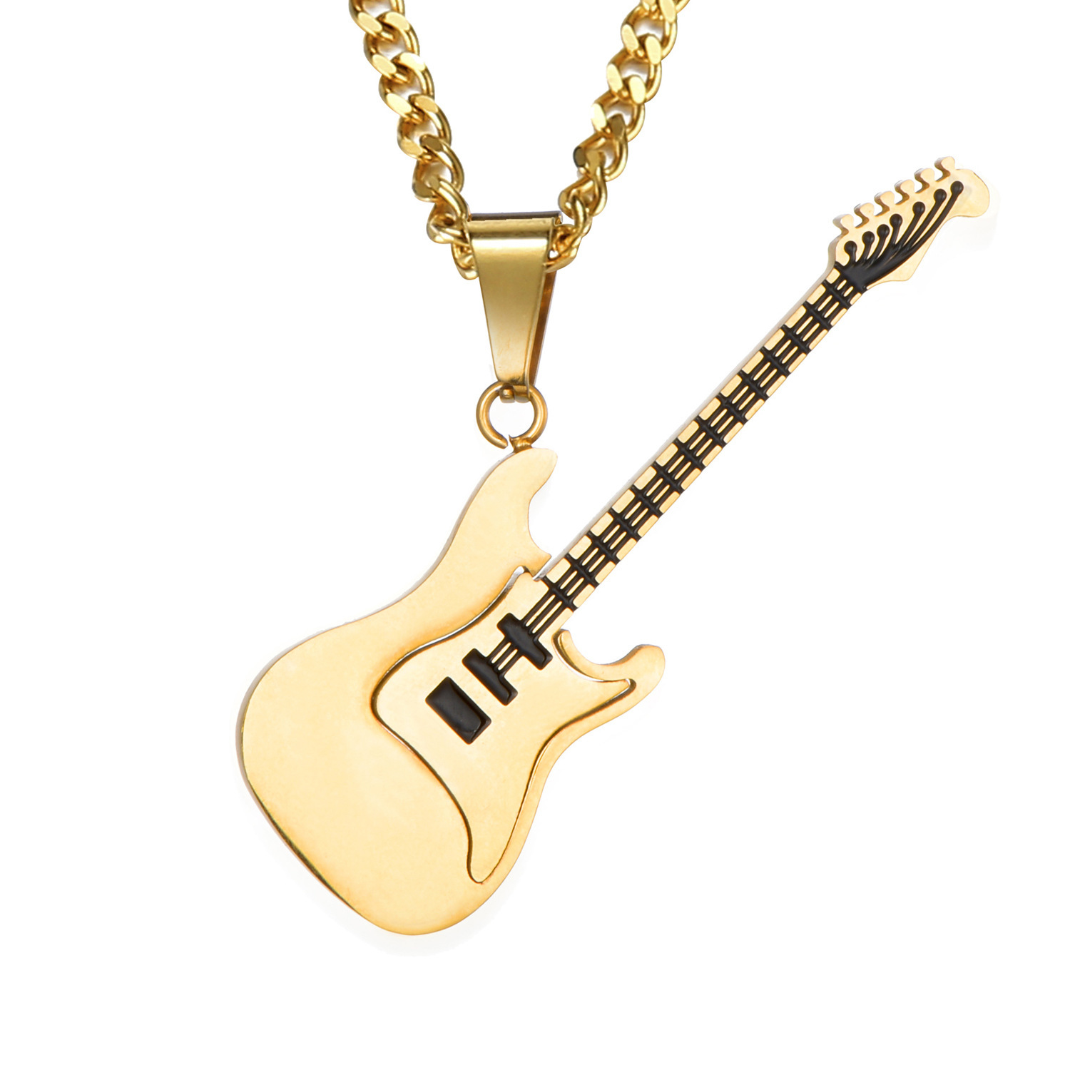 

New Accessories Creative Stainless Steel Guitar Pendant Necklace Musical Instrument Men's Pendant