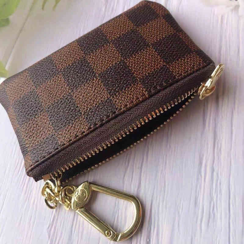 

Designer Leather Long L Vs Wallet Europe And America Woman Mens Casual Old Flower Coin Key Bag Creative Classic Zipper Card Chain Mini Wallet