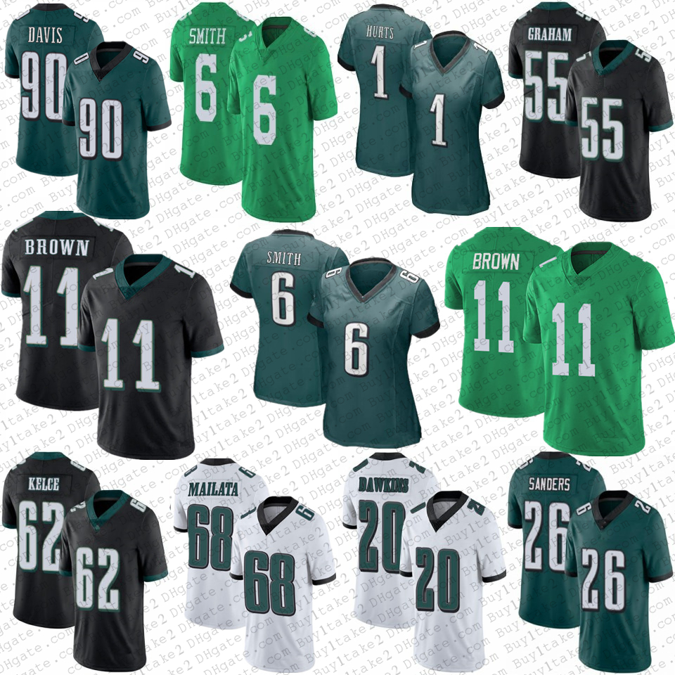 

Jersey Philadelphia''Eagles''11 AJ Brown 6 DeVonta Smith 90 Davis 7 Michael Vick Custom Football 68 Mailata Jalen Hurts Miles Sanders Brian, Youth