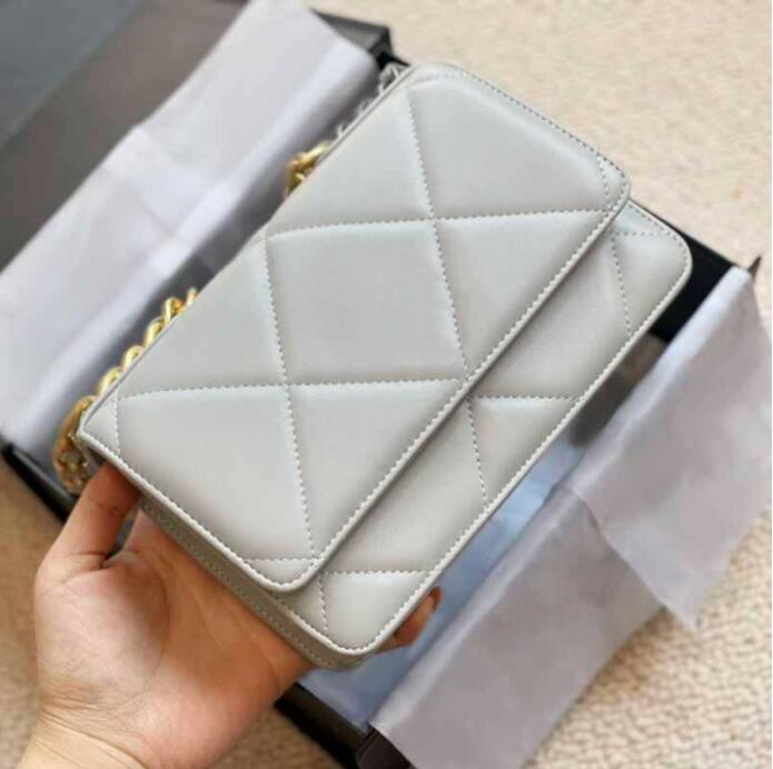 

TZ Flap Mini Wallet Crossbosy Bags Genuine Leather Red Grey Black French Designer Bag Gold-Tone Metal Chain Coin Purse Card Holder Totes Handbags Designers Women 20CM, Shipping