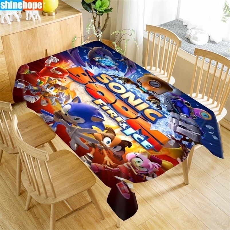 

Arrival Custom Sonic The Hedgehog Table Cloth Waterproof Oxford Fabric Rectangular Tablecloth Home Party Tablecloth T200708, Tablecloths 18