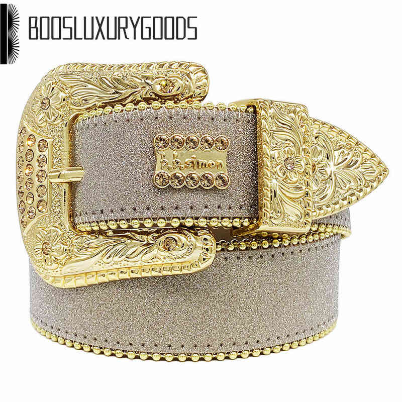 

2022 Designer Belt Bb Simon Belts for Men Women Shiny diamond belt black cintura uomo boosluxurygoods219H, White