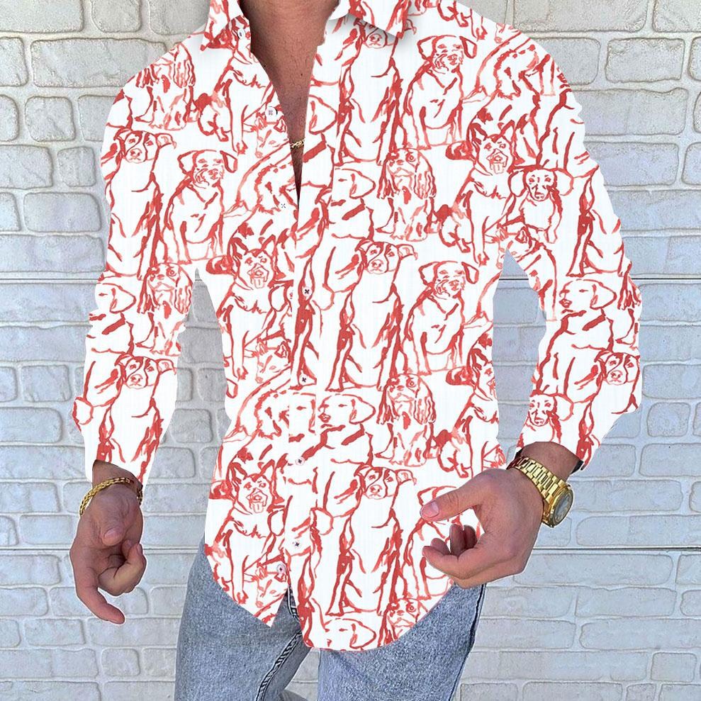 Chemises d'automne décontractées pour hommes Impression de chemisiers Slim Fit Long Sleeve Hawaiian Streetwear Camisas Men Blouses Te-shirt Tops