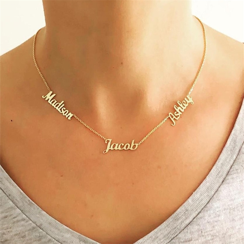 

Multiple Name Necklace Personalized Children Mom Family Custom Minimalist Friendship Handmade Grandma Jewelry Mothers Day Gifts 220718
