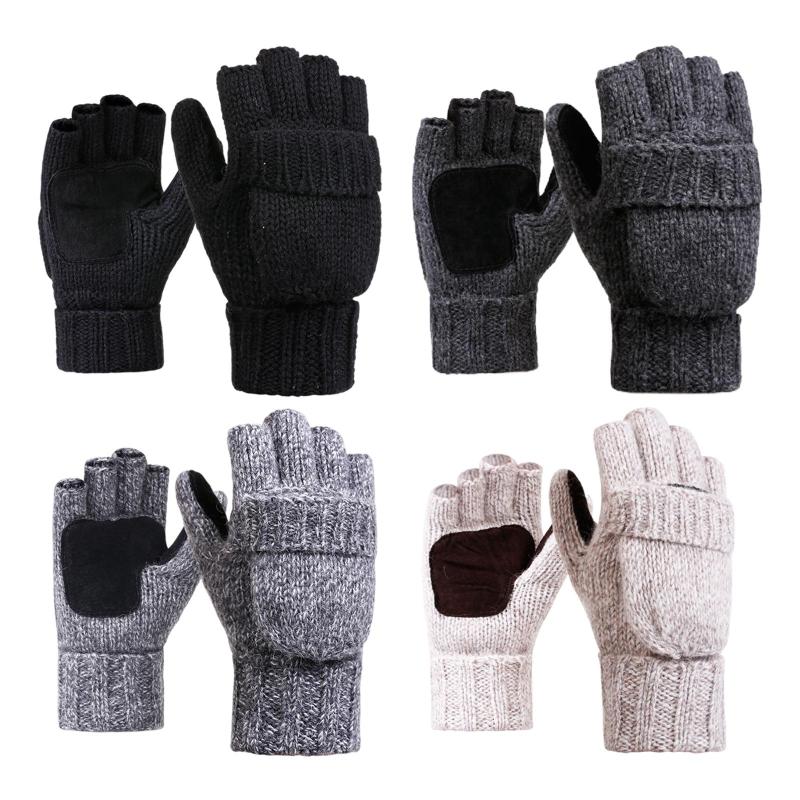 

Five Fingers Gloves Fingerless Flexible Knitting Half Finger Mittens Girls Writing Winter