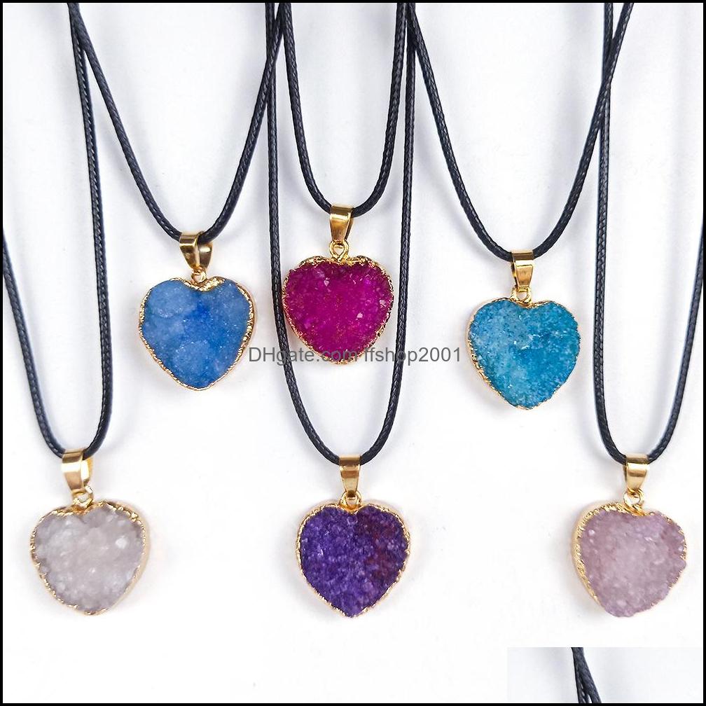 

Pendant Necklaces Love Heart Reiki Healing Resin Druzy Druse Necklace Chakra Power Stones Energy Stone Drop Delivery 2021 J Ffshop2001 Dhwgr