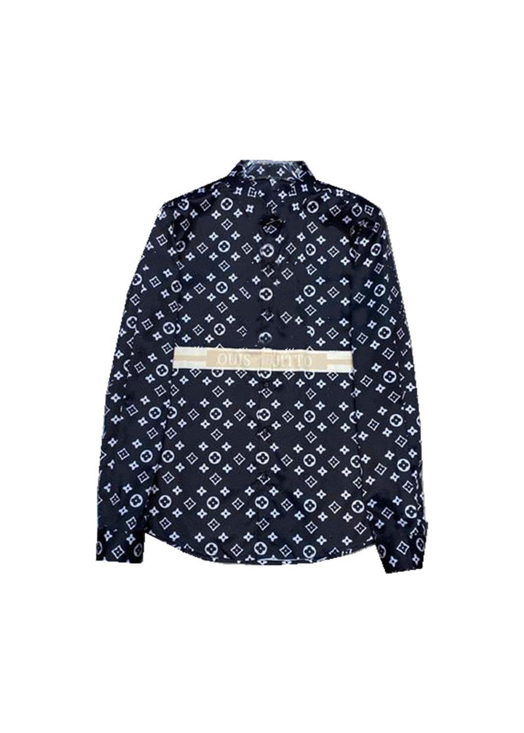 

2022 Mens Designer Shirts Brand Clothing Men Long Sleeve Dress Shirt Hip Hop Style High Quality Cotton Tops M-3XL#25, Black