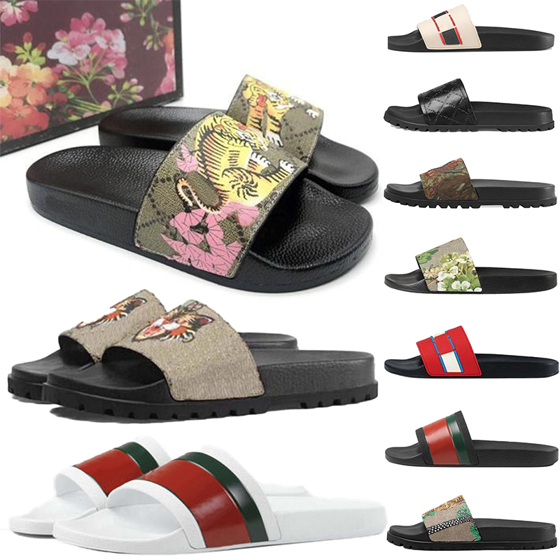 

New Luxurys slipper designers Slides Sandal men women white Rubber Black Floral print red pink Flip Flops flat Beach fashion with box, Contact customer