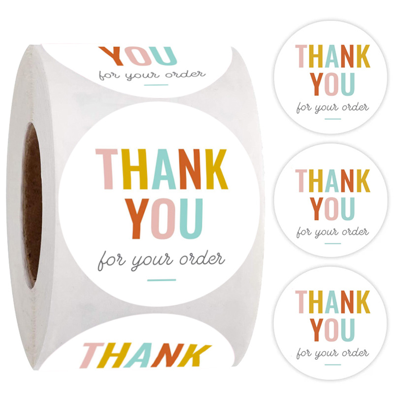 

Colorful Thank You for Your Order Adhesive Sticker Round 500 PCS 1 Inch 2.54cm Labels per Roll 1222488