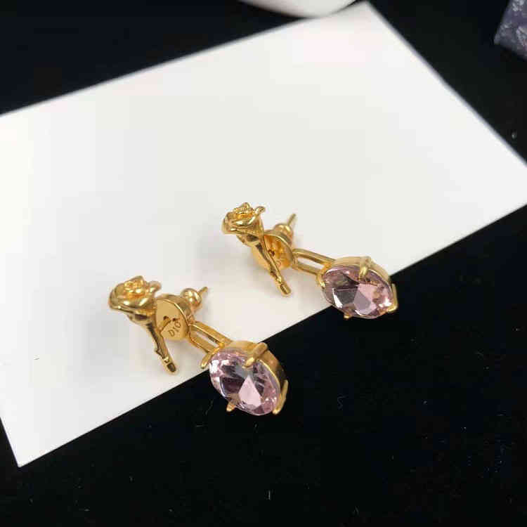 D rose rose ongles Nails plaqués 24k Gold 925 Boucles d'oreilles à aiguille sier2022 Brand de luxe Design de mode polyvalente