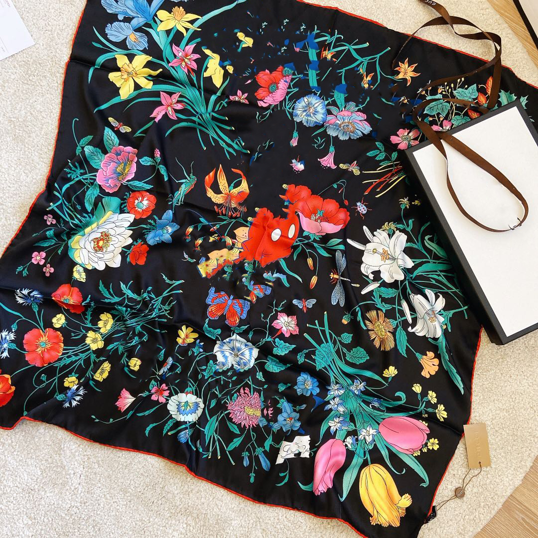 

Wool Silk Mouse Scarf Designer Cashmere Scarves Top Fashion Luxury Shawl Long Neck Winter Scarfs Women Scarve Bufanda Flower Print Pashminas 90x90 No Box