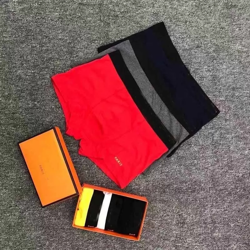 

2021 Designer Brands Underpants Sexy Classic Mens Boxer Casual Shorts Underwear Breathable Cotton Underwears 3pcs With Box, Blue