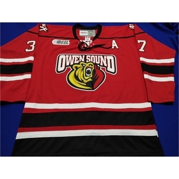 

C26 Nik1 40Retro Hockey Jersey High quality embroidery Customize Owen Sound Attack Road Embroidery Stitched Customize name Jerseys, As