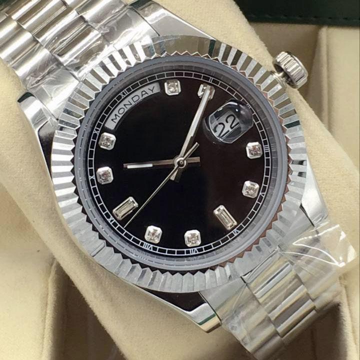 2022 men mens 18k white gold DAYDATE 2 watches automatic mechanical movement icedout diamond watch sapphire stainless master montre de luxe wrist-image-790519615