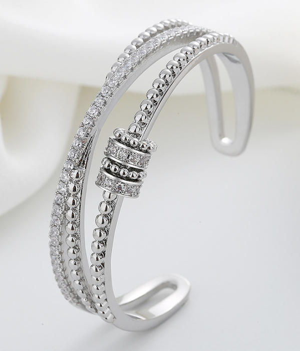 

Fashion Double-Line Smart Lucky Beads Micro-Inlaid Open-Ended Bracelet Women's Multi-Layer Rotating Zircon Jewelry