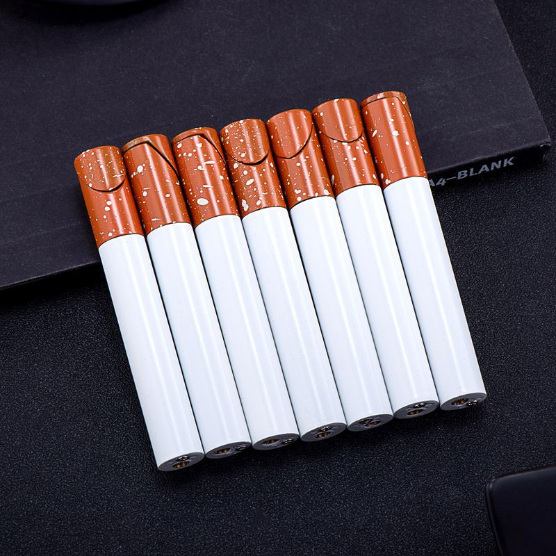 New Mini Cigarette Shaped Gas Refill Lighter Windproof Butane Metal Lighter Inflated Free Fire Grinding Wheel Lighter Men Gift Gadgets-image-762500197