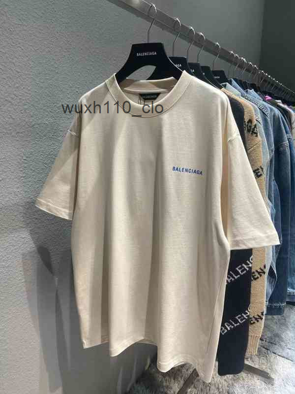 

Fashion Couples Balencigas t shirts Paris Classic Original Early Spring Print Embroidered Back Cotton Short Sleeve Front and Letters Men's Wo, Black + original packaging