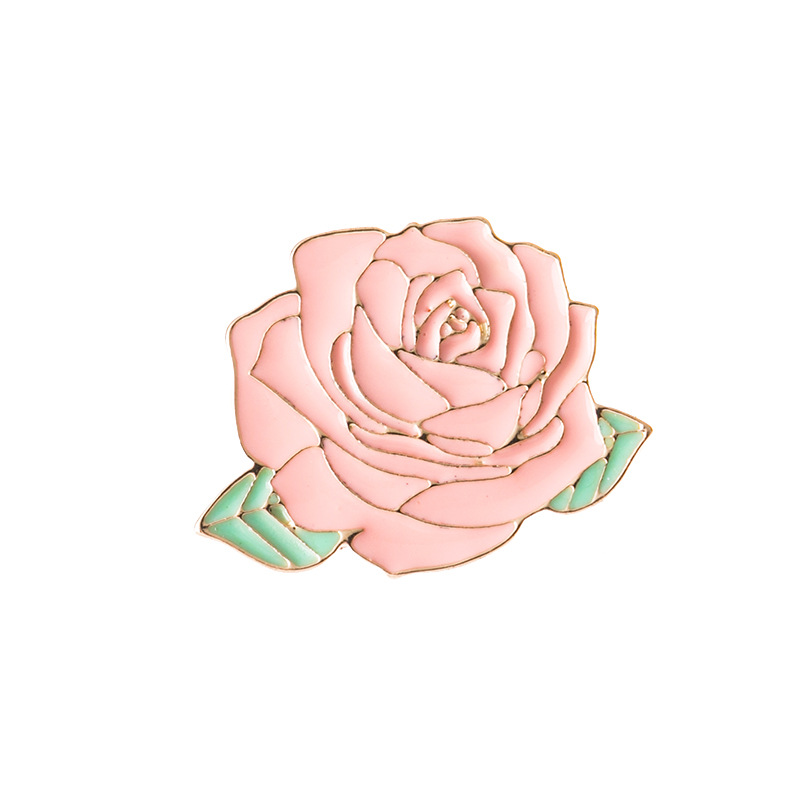 

Gold Plated Pink Flower Brooches for Women Rose Red Enamel Paint Badges Fashion Alloy Lapel Pin Denim Shirt Small Jewelry Gift Bag Hat Accessories