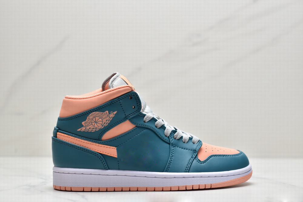 

(With Box)2022 1 Mid Dark Teal Green Basketball Shoes Men Women Green Pink 1s Sneaker, Multi