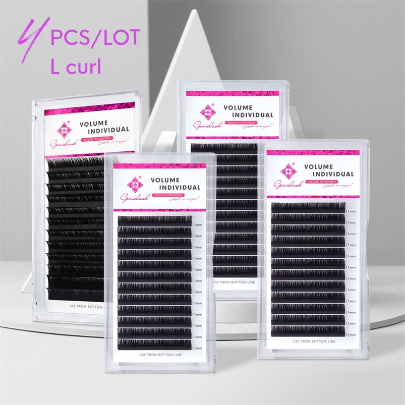 

L curl 4 pcsLot All Thickness Faux Mink Material Individual False Eyelash Extension Russian volume lash extensions 220613