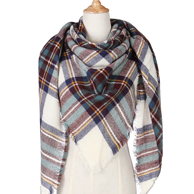 

2022 Plaid Warm Cashmere Scarves Female Shawls Pashmina Lady Bandana Wraps New Winter Scarf For Women