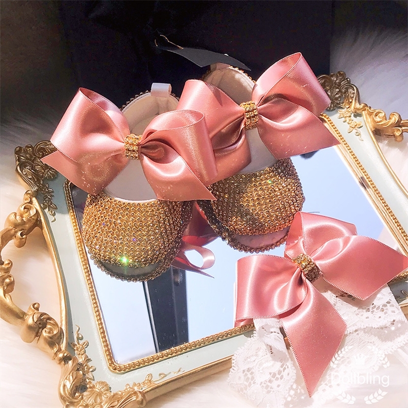 

Dollbling Shoes For Girls born Gift Happy Years Baptism Shoes Pink Shoes Handmade Mommy Daughter Outfit Bling Botties 220816, Gold and pink