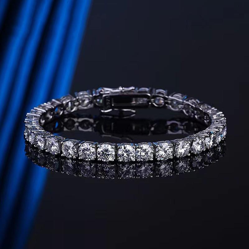 

Charm Bracelets Trendy 925 Sterling Silver 5mm D Color VVS Moissanite Tennis Bracelet For Women Men Plated White Gold Chain BangleCharm Char