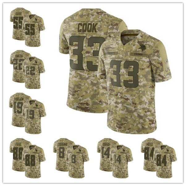 

Jersey Minnesota''Vikings''MEN WOMEN YOUTH Dalvin Cook Adam Thielen Kirk Cousins Limited Football Camo 2018 Salute to Service, Custom name number