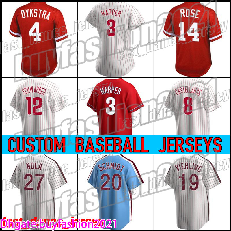 

Throwback Mike Schmidt Pete Rose Jersey Custom Bryce 3 Jersey Harper Philadelphia Aaron Nola J.T. Realmuto Jerseys Rhys Hoskins BC65, Man custom size m-xxxl