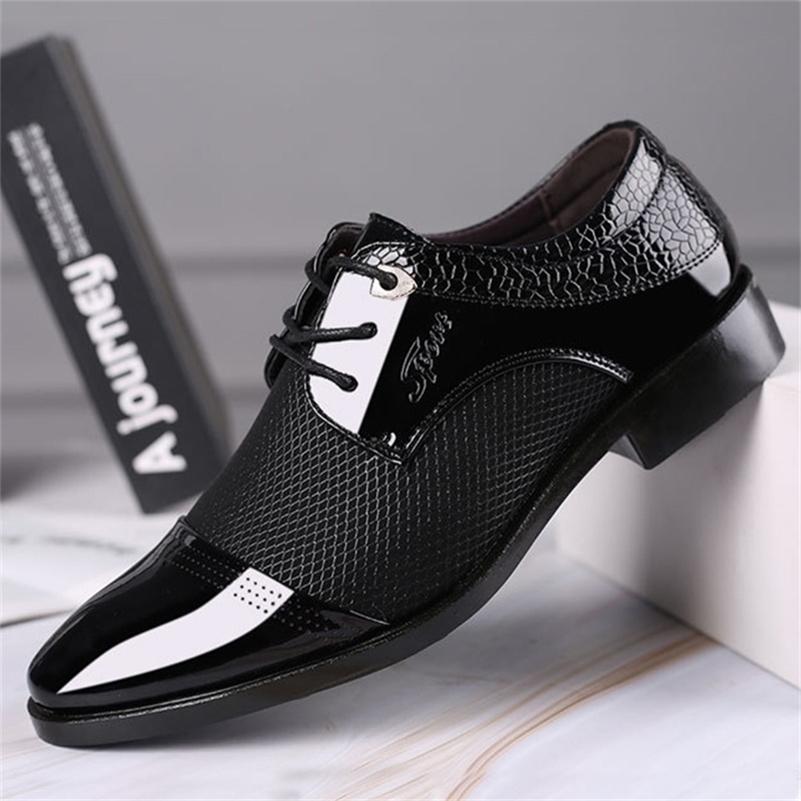 

Big Size Men Dress Shoes Quality Formal Lace Up Business Oxford Brand Wedding Pointy 38 48 220812, Black