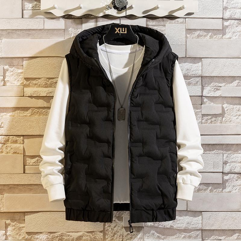 

Men's Vests Legible 2022 Sleeveless Jacket Autumn Winter Hooded Vest Man Casual Solid Warm Waistcoat Men Guin22, Black