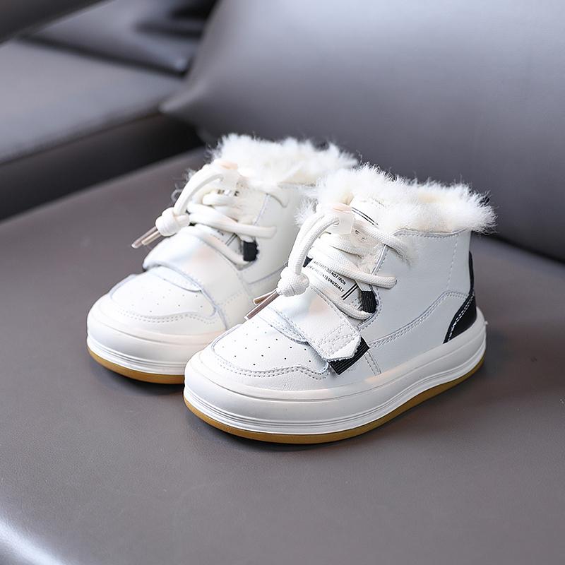 

Athletic & Outdoor Winter Fashion Girls' Sport Shoes Plush Warm Breathable Anti Slip Boys School Soft Soled Casual 1-6 Years OldAthletic, White