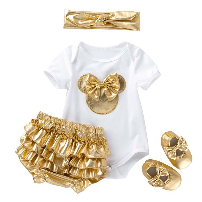 

Clothing Sets Baby Girl Clothes Rompers Set 4Pcs Cotton Tops Skirt Shorts Shoes Headdress Outfit For Born Toddler SummerClothing ClothingClo, White