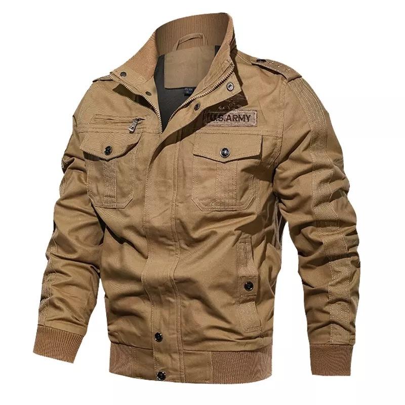 

Men's Jackets Spring Autumn Men Zipper Jacket Stand Collar Pockets Cotton Coat Embroifery Casual Outerwear Plus SizeMen's, Black