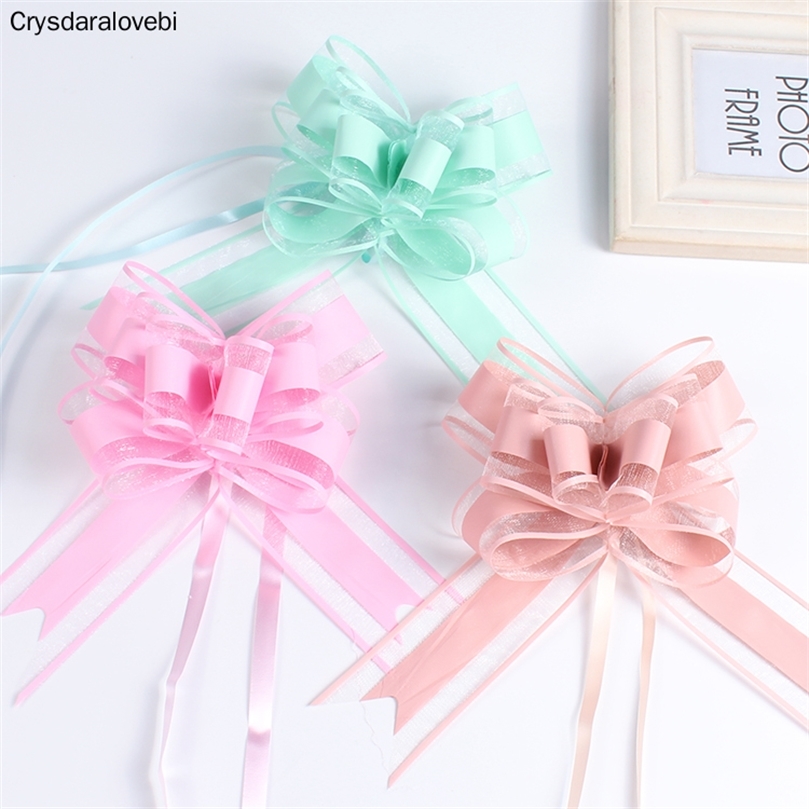 

100pcs Large Size 50mm Beautiful Solid Color Pull Bow Ribbon Gift Packing Flower Bow Bowknot Party Wedding Car Room Decoration 220527