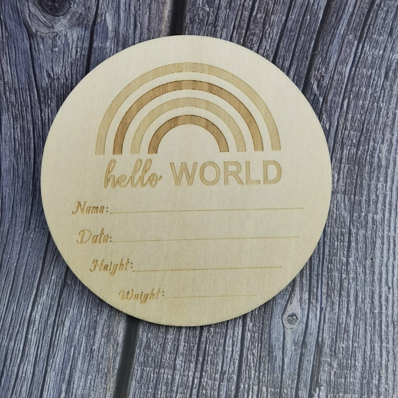 

Party Supplies Baby Monthly Photo Props Hello World Wooden Milestone Card
