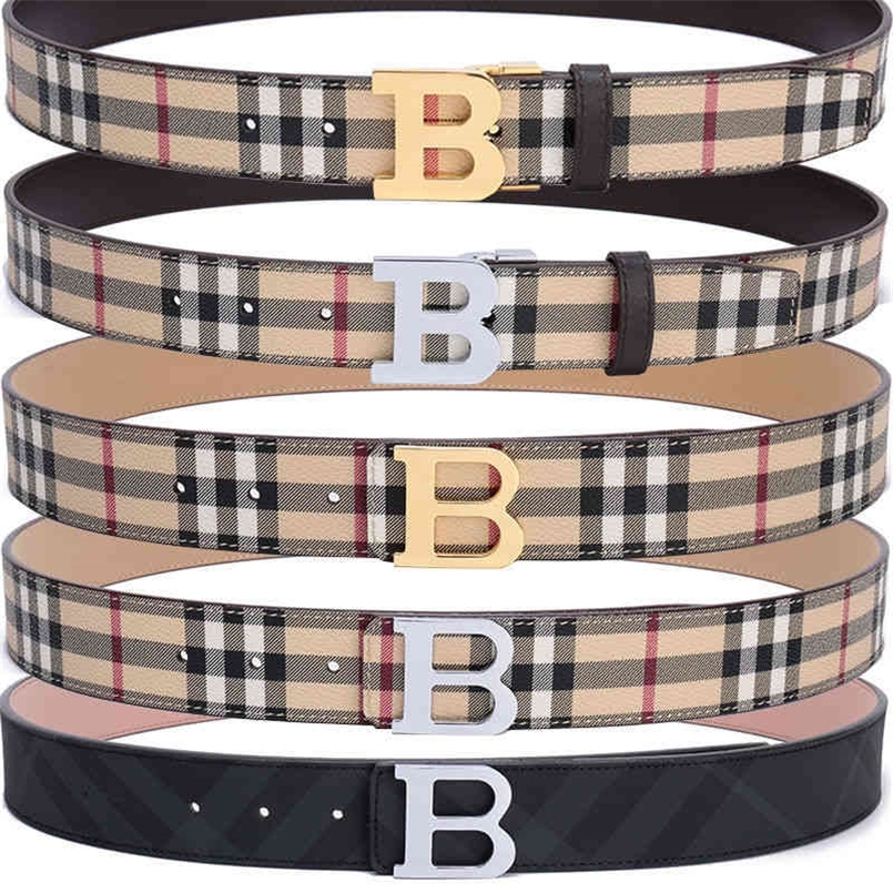 

leisure Leather First leather Plaid layer Men's genuine needle double-sided buckle trouser belt men's, Black