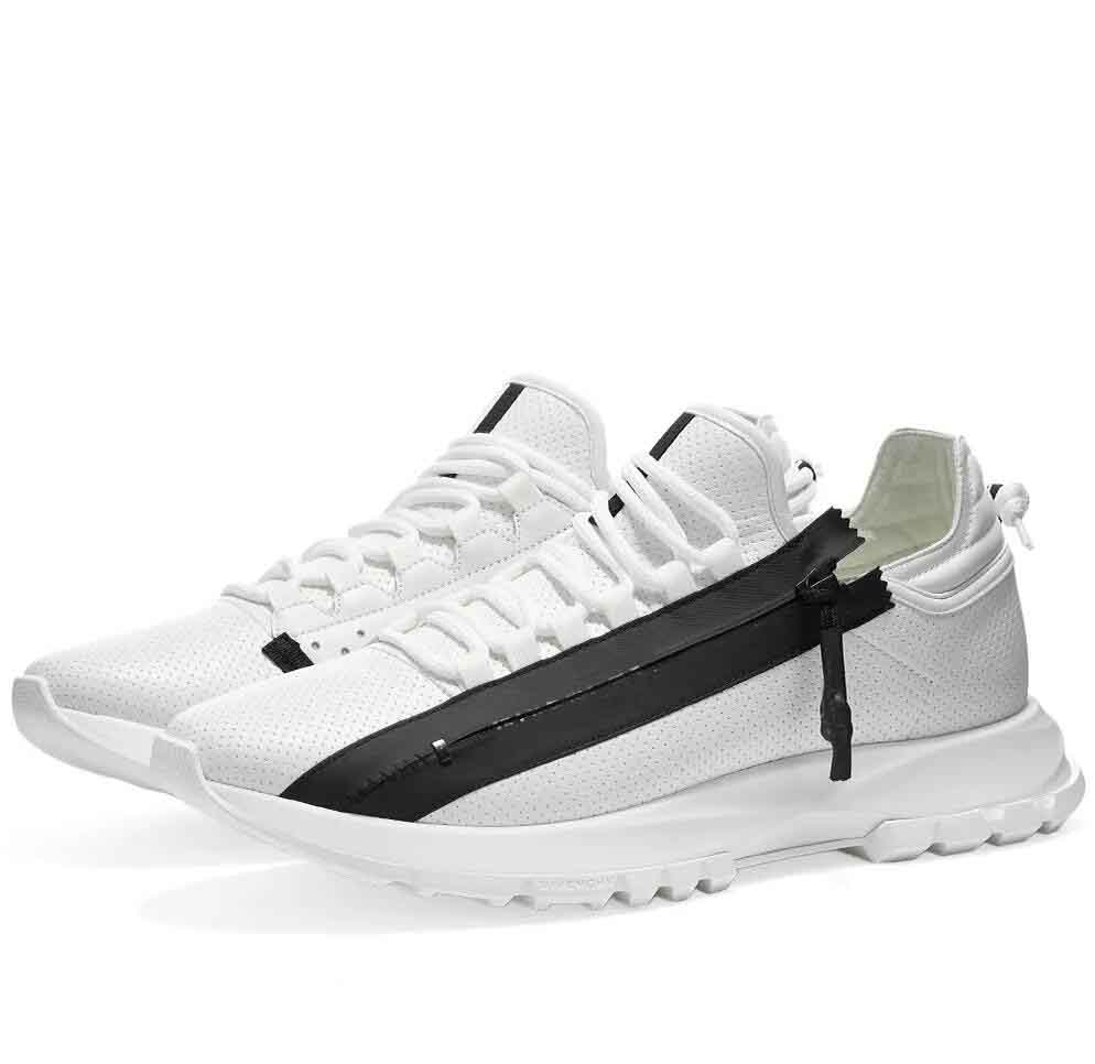 

Perforation Design Spectre low-top Runner Sneakers Shoes White Black Breath Leather With Zip Trainers Technical Comfort Casual Footwear EU38-46