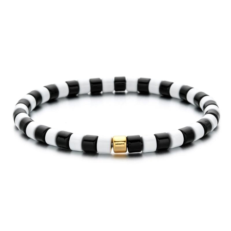 

Charm Bracelets Trendy Beads Bracelet Men Tile Bead Handmade Jewelry Women Boho Fashion Stripes Bangles For Girls GiftCharm