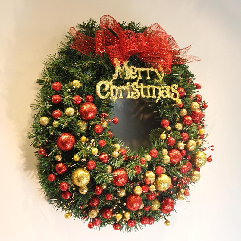 

Decorative Flowers & Wreaths 30/40 Merry Christmas Wreath For Front Door Home Garden Decoration Xmas Wall Hanging Year Artificial Garland, As pic