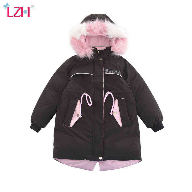 

Lzh 2021 Mid-Length Down Jacket Children Coat Girl 5-12 Year Children Outerwear Autumn Winter Thicken baby Girls Clothes Caots J220718, Orange