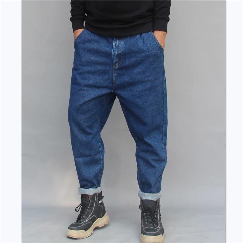 

Men's Jeans Dark Blue Baggy Harlan Men's Tide Loose Hip Hop Denim Pants Casual Trousers Male Man Clothing Plus SizeMen's