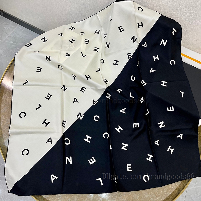 

High quality classic camellia C Scarf Black and White Letter luxury kerchief Designer Silk Women's Scarves Wholesale pattern Print scarfs Hand crimping Headcloth